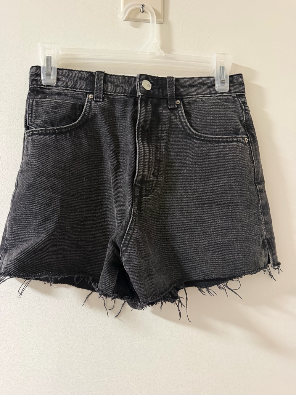 Zara Washed Black Denim Cutoff Shorts